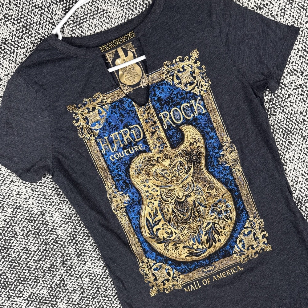 Hard Rock Couture T Shirt Womens Small Mall Of America Guitar‎ Cotton Blend Gray